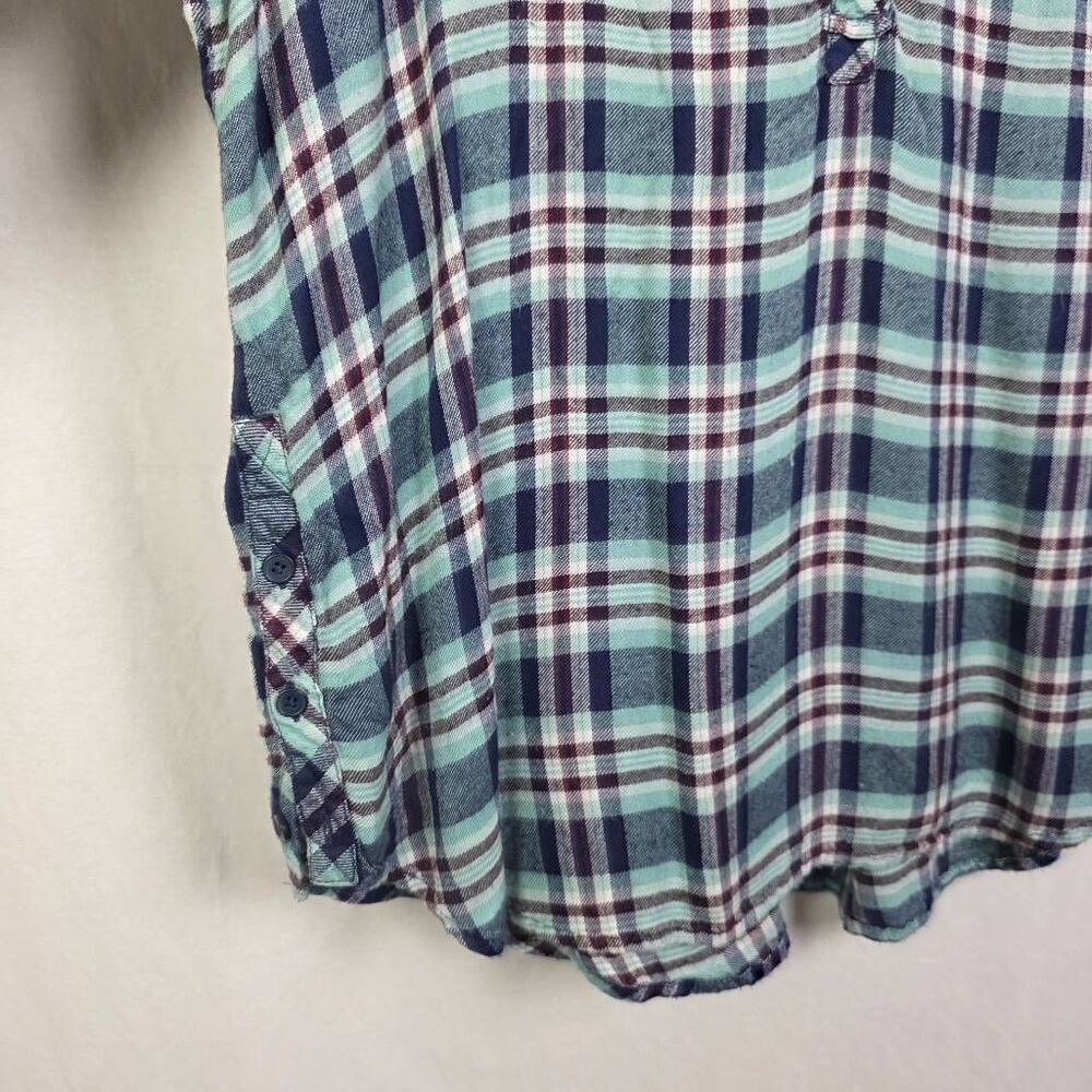 Lucky Brand Plaid Shirt XL Button Front Blue Green - Picture 3 of 9